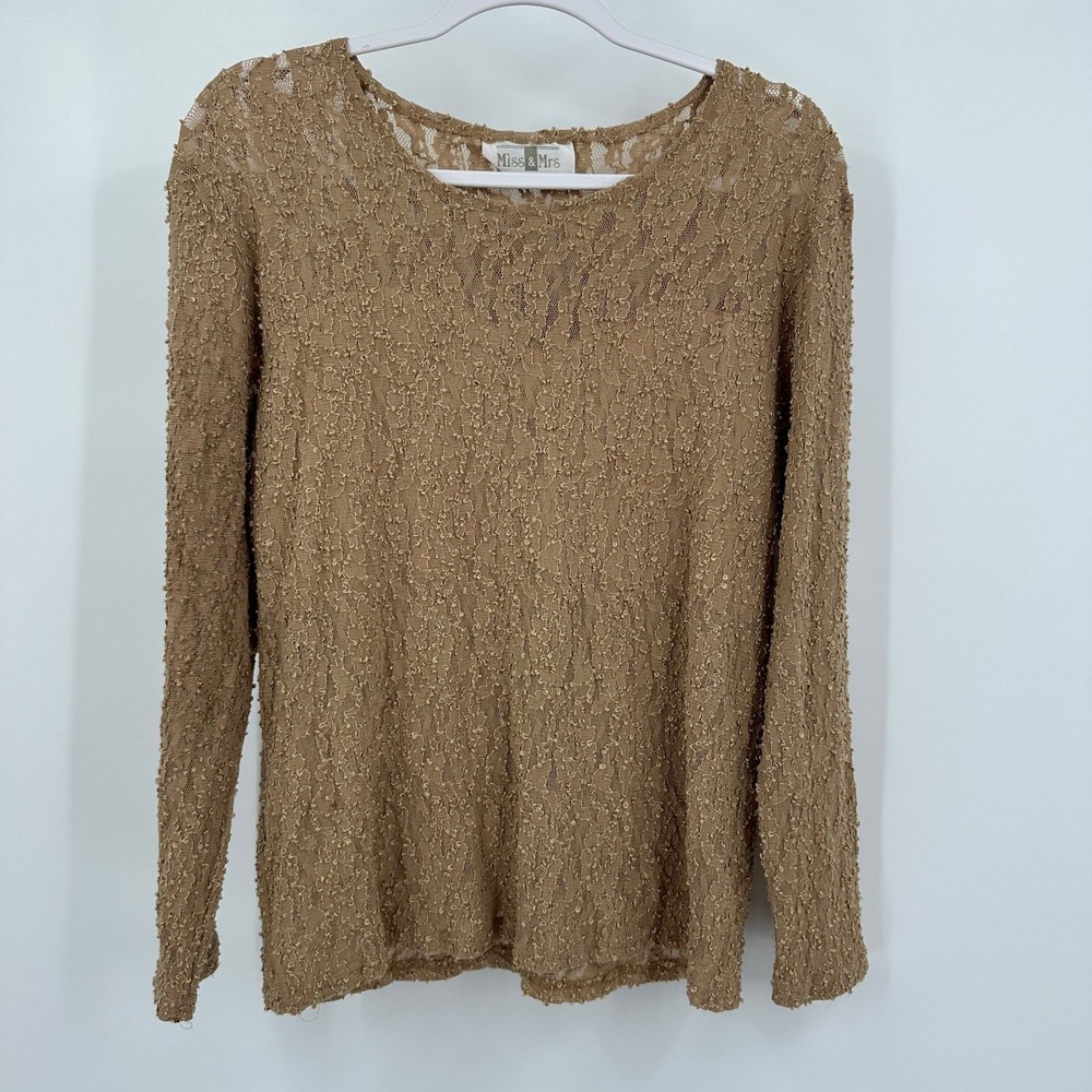 Womens Vintage Romantic Lace Top Size L Victorian Y2K Neutral Boho Cottage